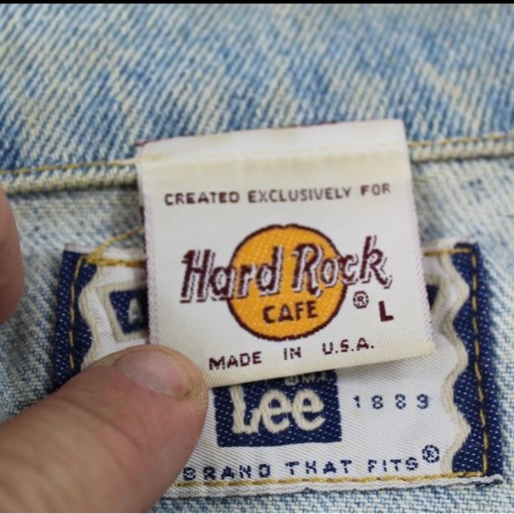 Vintage Large Hard Rock Cafe Lee Jean Jacket - Picture 9 of 12